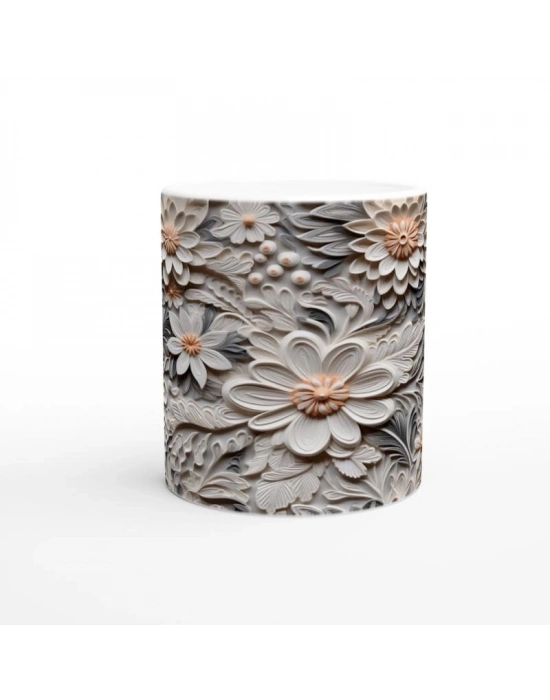 Gümüş Zarafeti Rölyef Çiçekli Kupa Bardak