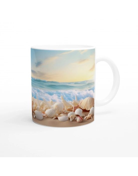 Gün Batımında Deniz Kabuğu Kupa Bardak