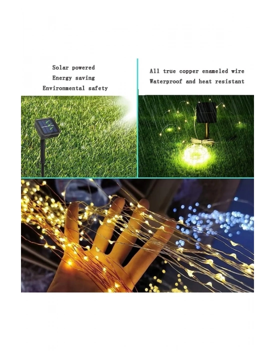 Güneş Enerjili 200 LED Dış Mekan Aydınlatma Şeridi