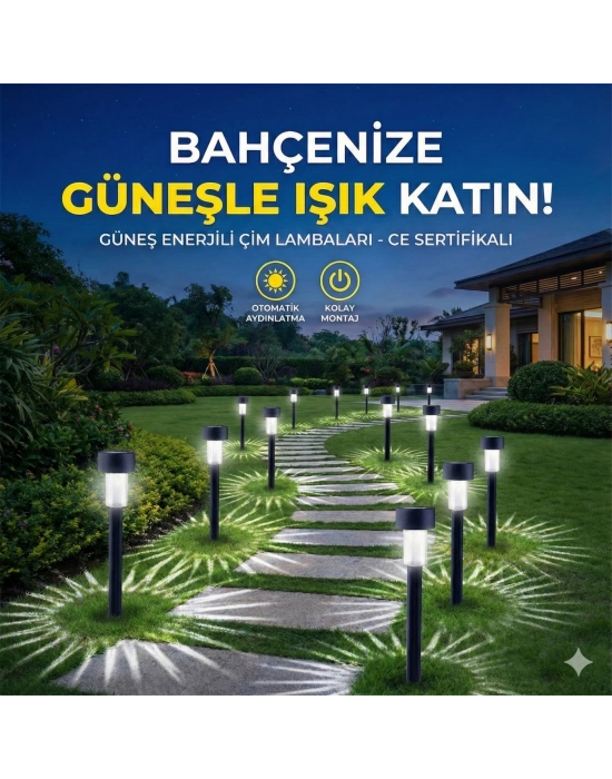 Güneş Enerjili Bahçe Lambası Plastik Saplama 10lu Set