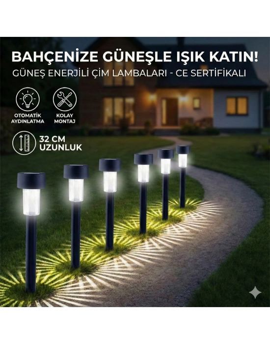 Güneş Enerjili Bahçe Lambası Plastik Saplama 10lu Set