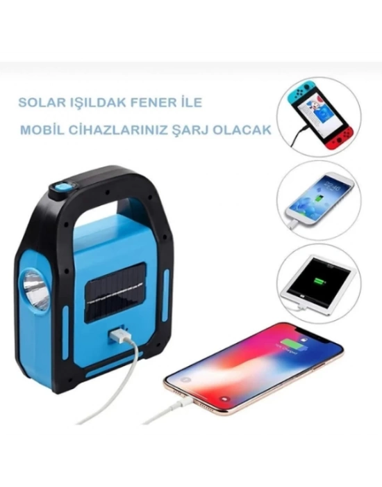 Güneş Enerjili Işıldak ve Powerbank Özellikli Kamp Lambası