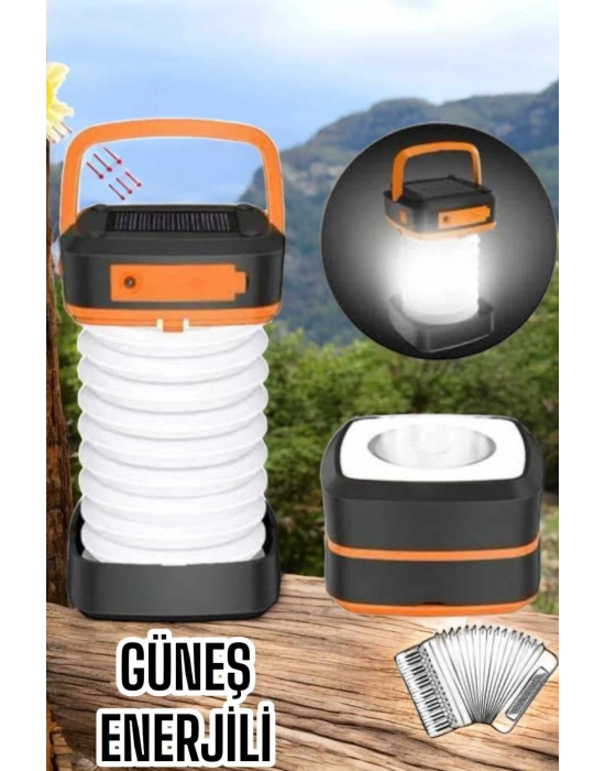 Güneş Enerjili Led Lamba Kamp Lambası Katlanabilir Lamba USB Şarjlı