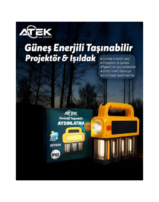 Güneş Enerjili Taşınabilir Projektör Işıldak