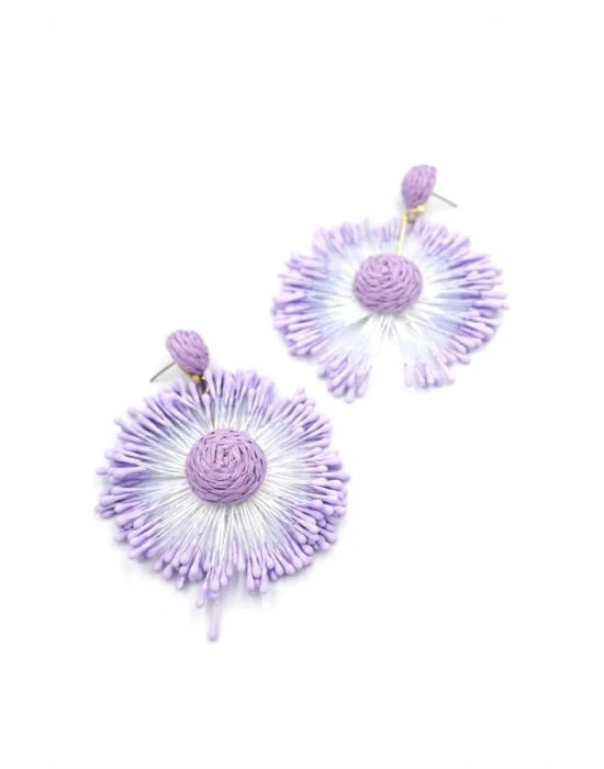 Güneş Hasır Küpe - Mor