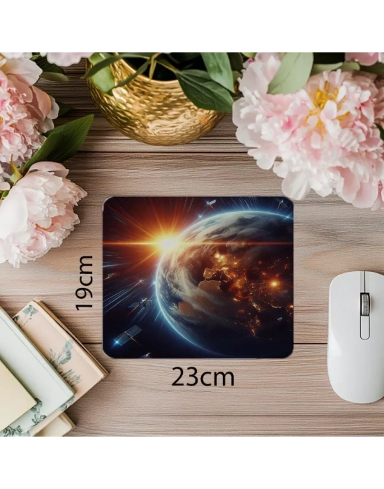 Güneş Işığı Lens Efektli Dünya Mouse Pad - 19x23 cm 2 mm Dikdörtgen İthal Baskılı Mouse Pad