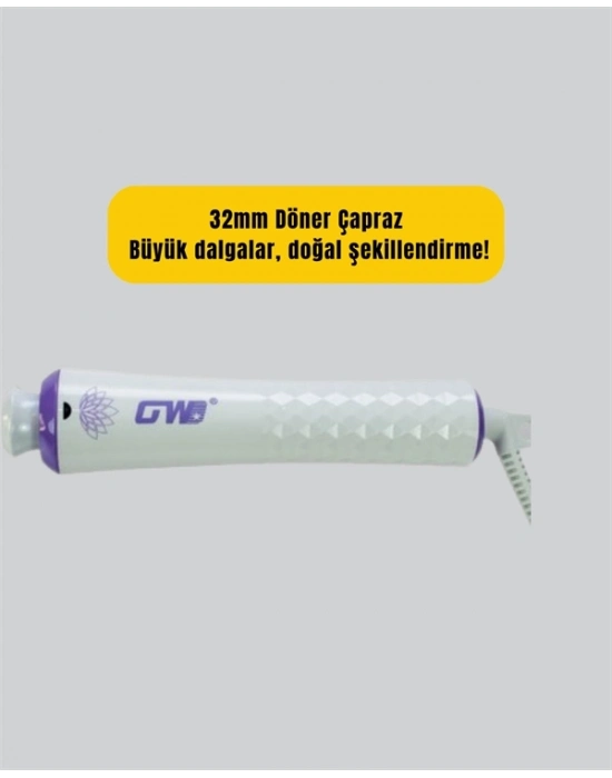 ® GW 32mm Döner Başlıklı Saç Kıvırma Makinesi – Her An Her Yerde Profesyonel Şekillendirme