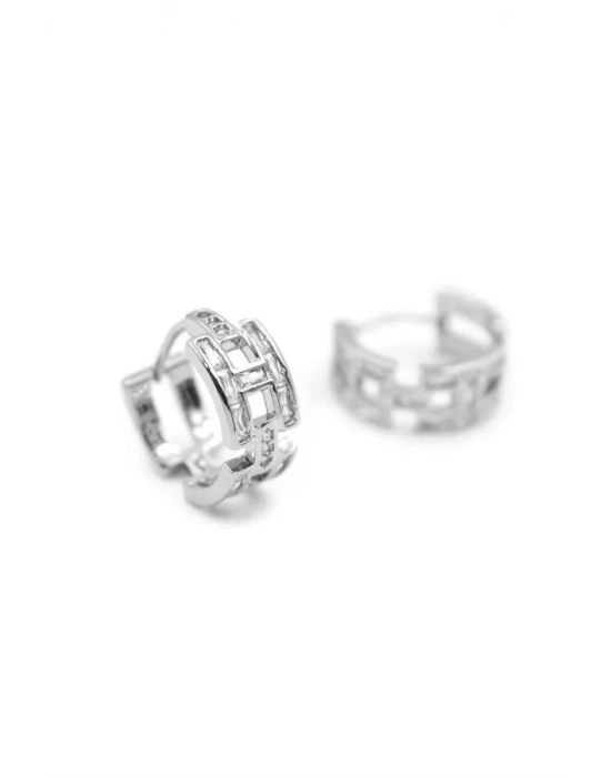 H Taşlı Küpe - Gümüş