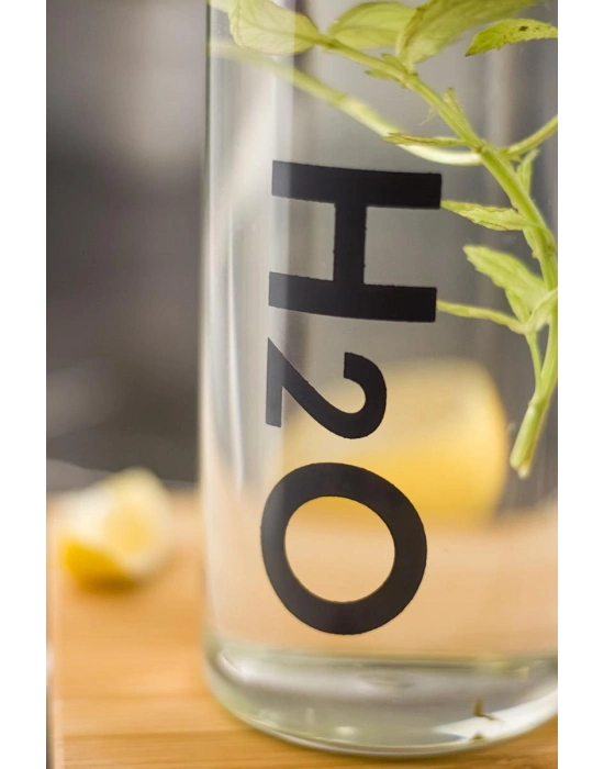 H2o Borosilikat Cam Matara Vakum Kapaklı Su Şişesi Suluk Gri 1000 ML