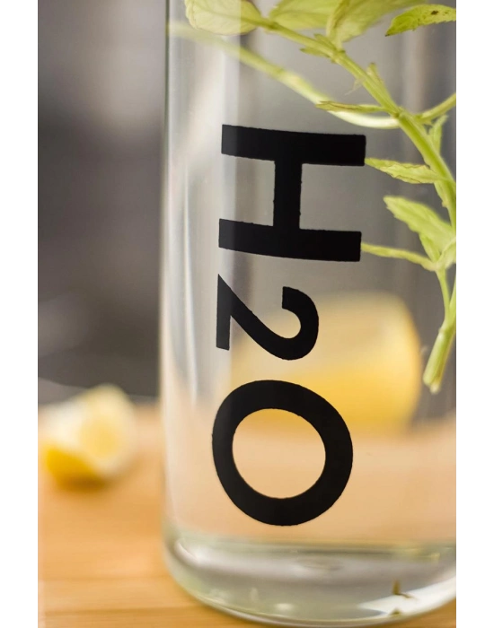 H2o Borosilikat Cam Matara Vakum Kapaklı Su Şişesi Suluk Siyah 1000 ML