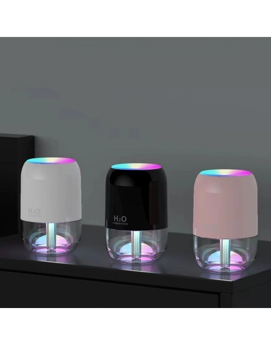 ® H2O Model Şeffaf Hazneli Hava Nemlendirici-Ultrasonik Soğuk Buhar Makinesi, LED Işıklı Masaüstü Oda Nemlendirici []