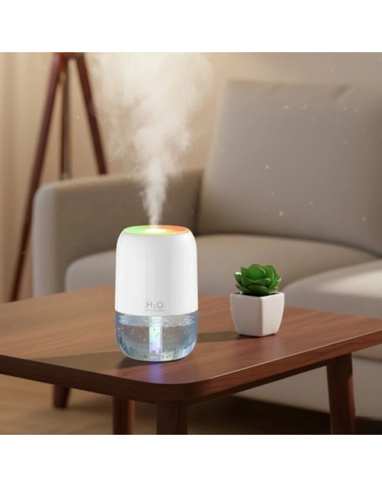 ® H2O Model Şeffaf Hazneli Hava Nemlendirici-Ultrasonik Soğuk Buhar Makinesi, LED Işıklı Masaüstü Oda Nemlendirici []