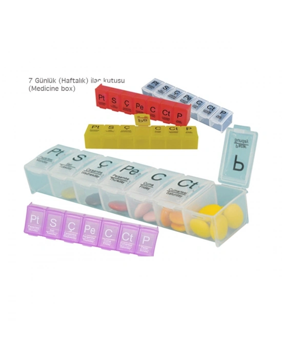 ®  Haftalık Günlük İlaç Saklama Kutusu 7 Günlük İlaç  Saklama Kabı