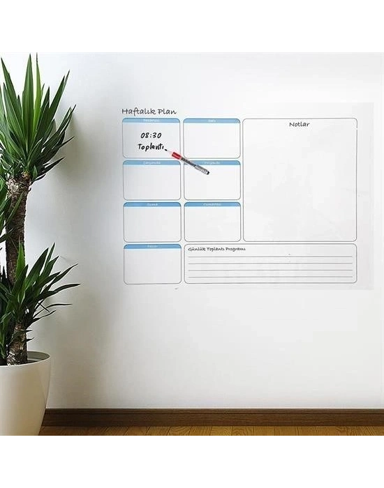 Haftalık Planlayıcı Manyetik Duvar Stickerı Takvim 56 cm x 70 cm