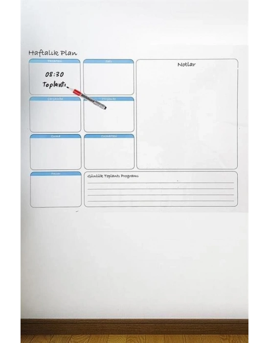 Haftalık Planlayıcı Manyetik Duvar Stickerı Takvim 56 cm x 70 cm