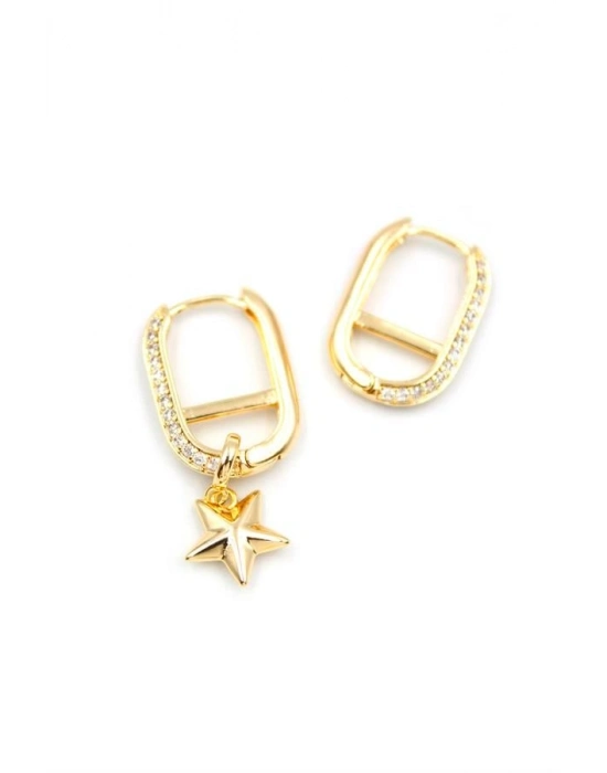 Halka Yıldız Küpe - Altın