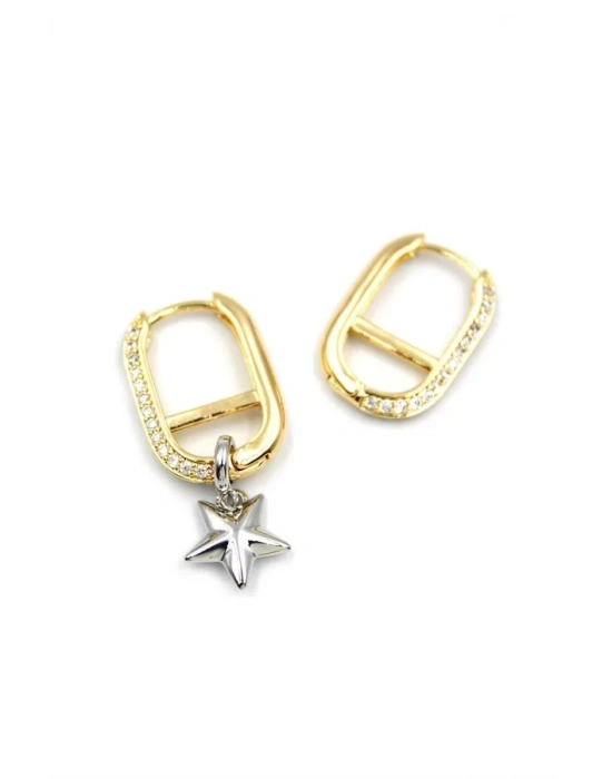 Halka Yıldız Küpe - Gümüş