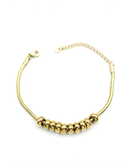 Halkalı Yılan Zincir Bileklik - Altın