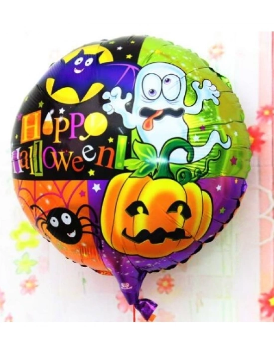 Halloween Örümcekli Kabaklı Folyo Balon 18 İnç