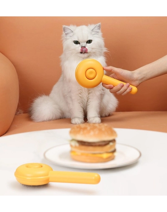 ® Hamburger Şekilli Otomatik Temizlenen Evcil Hayvan Fırçası