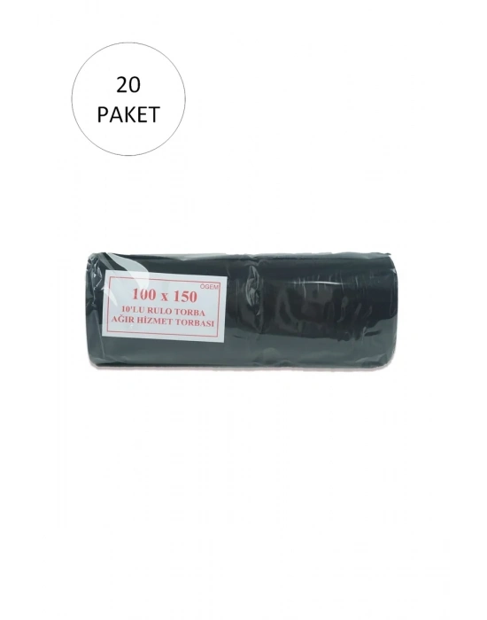 Hantal Boy Çöp Torbası 100 x 150 cm 10 Lu Rulo x 20 Paket = 200 Adet (Siyah)