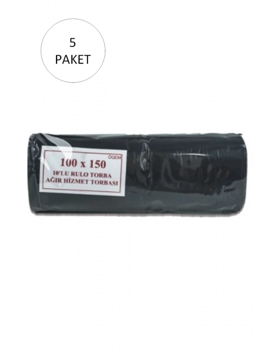 Hantal Boy Çöp Torbası 100 x 150 cm 10 Lu Rulo x 5 Paket = 50 Adet (Siyah)