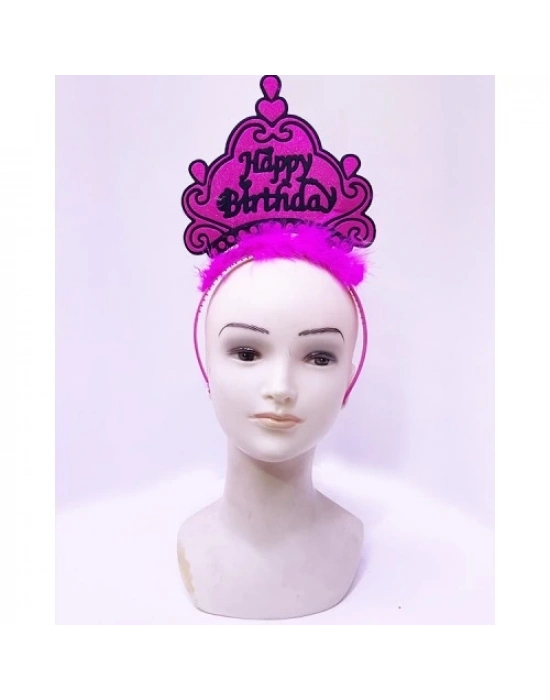Happy Birthday Neon Fuşya Taç