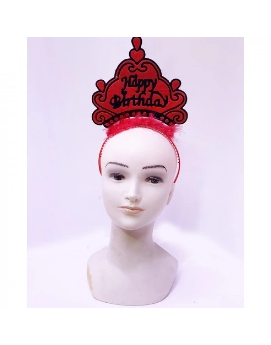 Happy Birthday Neon Kırmızı Doğum Günü Tacı