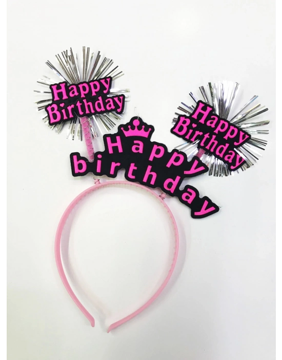 Happy Birthday Neon Renk Doğum Günü Tacı - 12 Adet