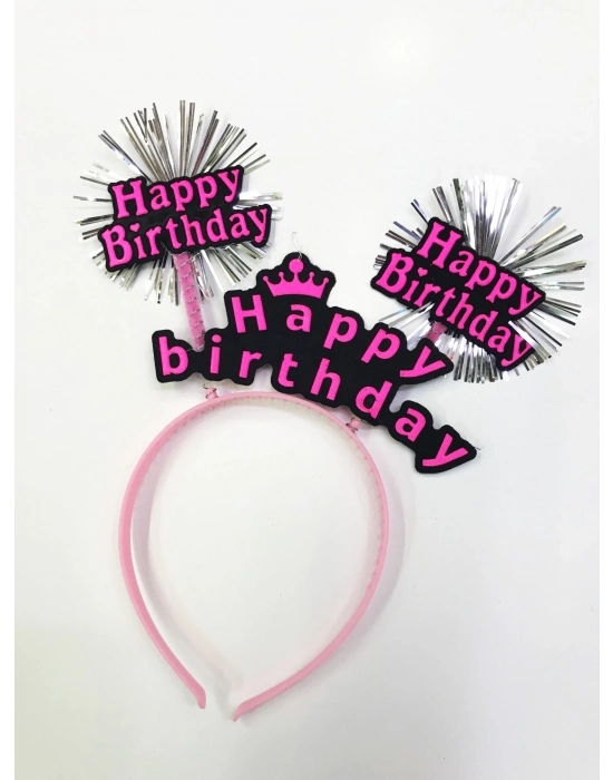 Happy Birthday Neon Renk Doğum Günü Tacı - 12 Adet