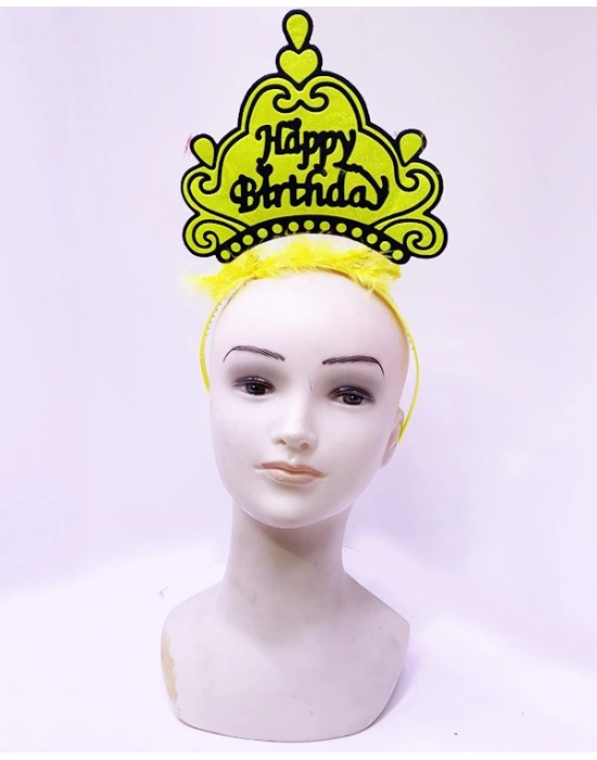 Happy Birthday Neon Sarı Taç