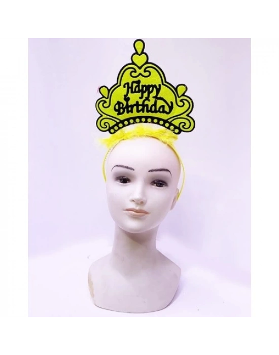 Happy Birthday Neon Sarı Taç