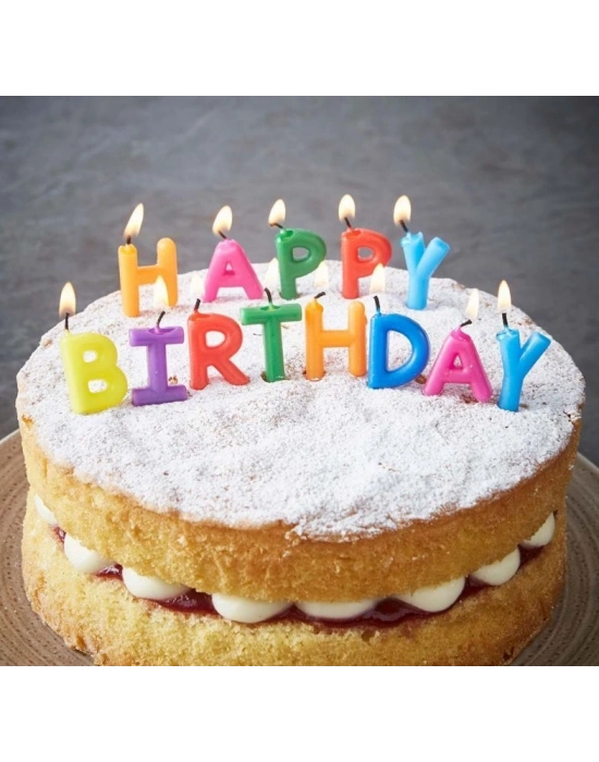 Happy Birthday Yazılabilen Rengarenk Doğum Günü Mumu