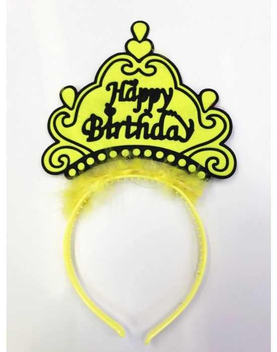 Happy Birthday Yazılı Neon Renk Taç 12 Adet