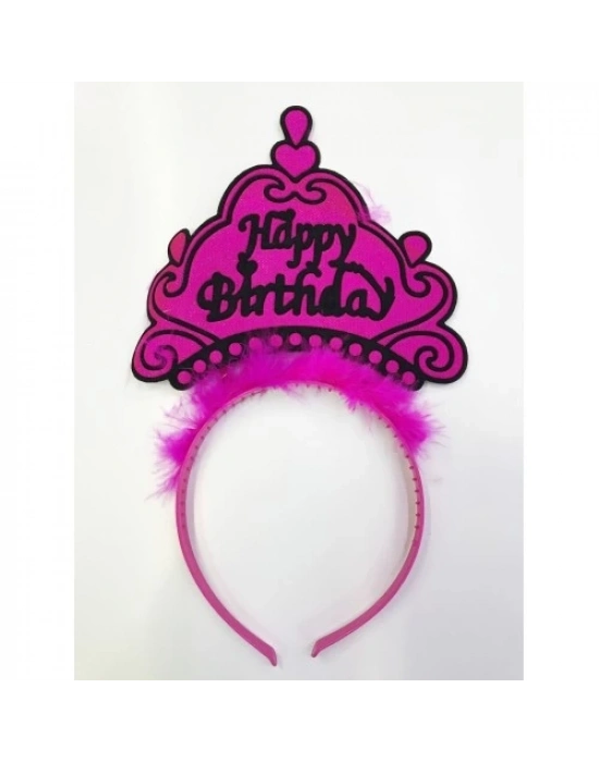 Happy Birthday Yazılı Neon Renk Taç 12 Adet
