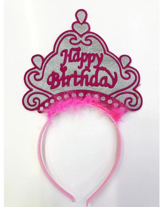 Happy Birthday Yazılı Neon Renk Taç 12 Adet