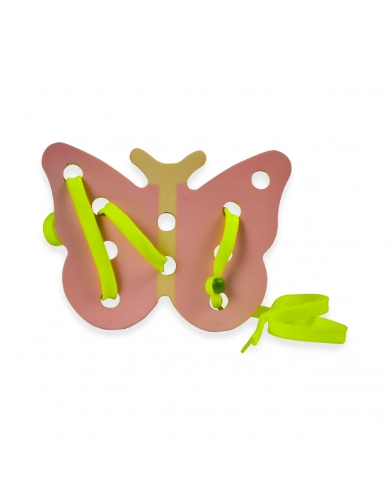 Happy Junior Montessori Ahşap Eğitici Oyuncak - İp Geçirme Kelebek
