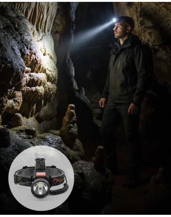 Hareket Sensörlü Şarj Edilebilir Kafa Lambası LCD Göstergeli