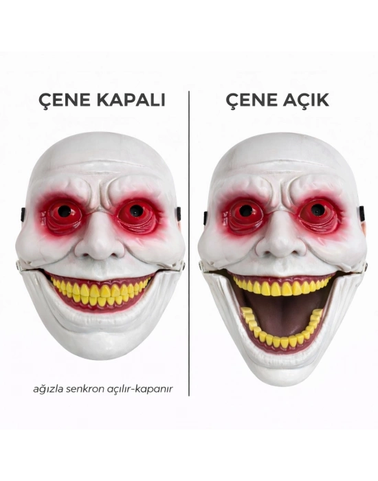 Hareketli Çene Mekanizmalı Korku Maskesi Kırmızı