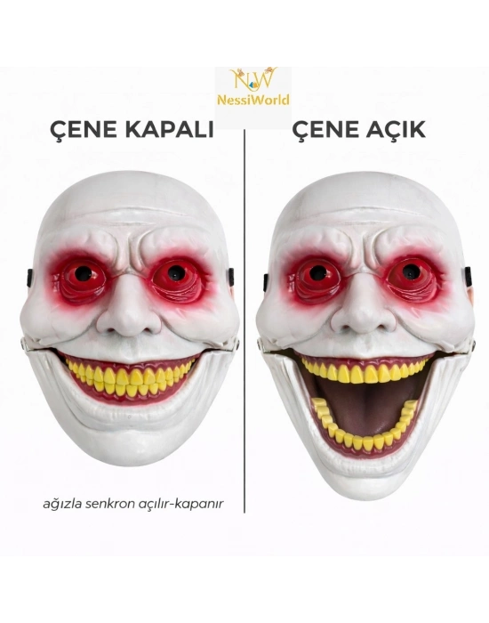 Hareketli Çene Mekanizmalı Korku Maskesi Kırmızı