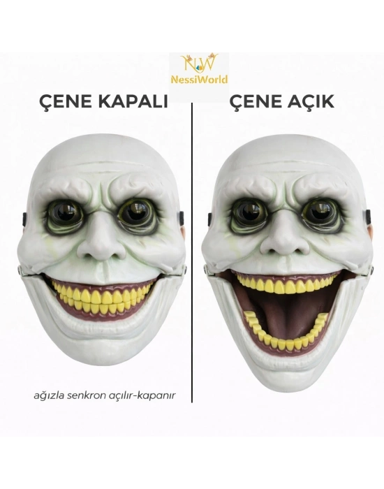 Hareketli Çene Mekanizmalı Korku Maskesi Yeşil