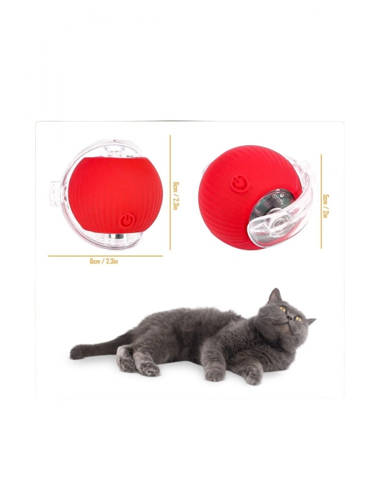 Hareketli Şarjlı Işıklı 360 Derece Dönen Akıllı Oyun Topu Kuyruklu İnteraktif Kedi Köpek Oyun Topu