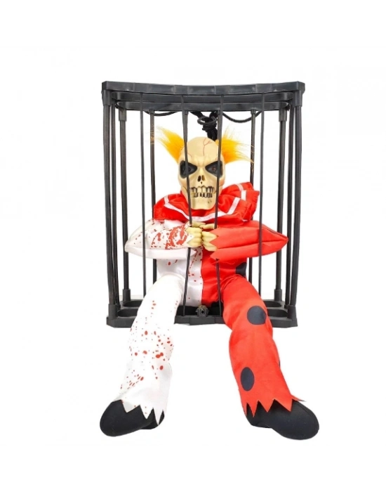 Hareketli Sesli Sensörlü Mahkum Joker İskelet Dekorasyon 22x27 Cm
