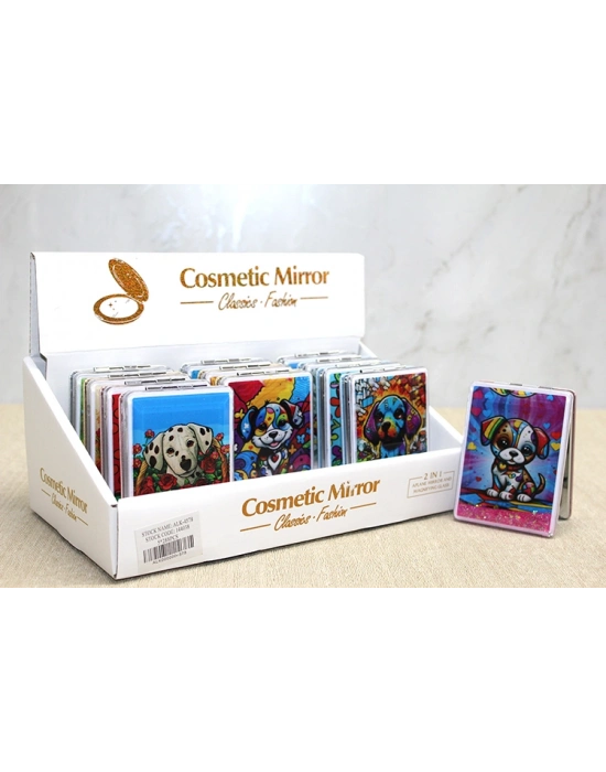 Hareketli Sulu Detaylı Köpek Figürlü El Aynası