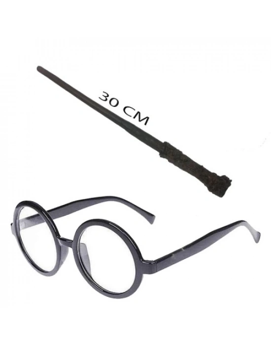 Harry Potter Asası ve Siyah Çerçeveli Gözlük Seti