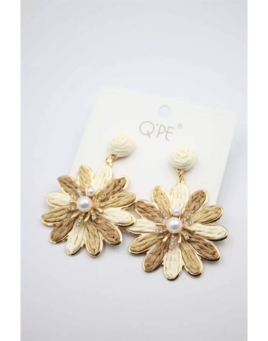 Hasır Çiçek Küpe - ÇOK RENKLİ