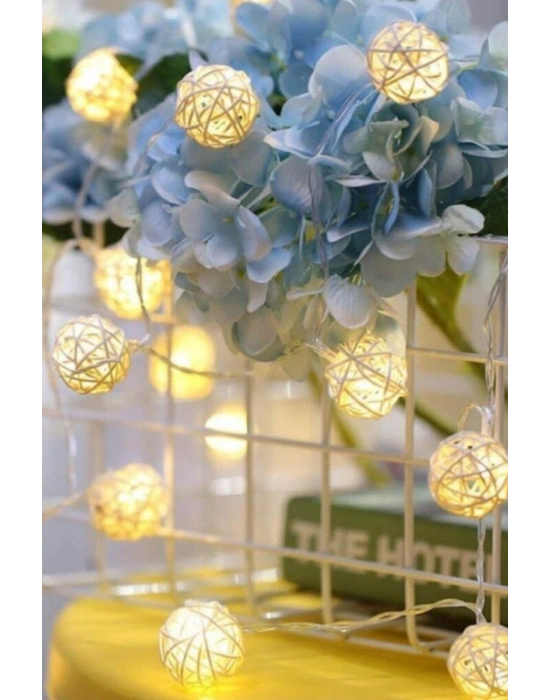 Hasır Toplar Led Işık 2 Metre Gün Işığı Dekor Lambası