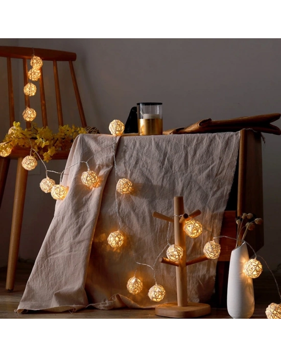 Hasır Toplar Led Işık 2 Metre Gün Işığı Dekor Lambası