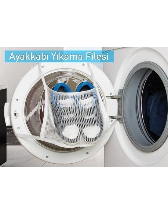 Hassas Çamaşır - Ayakkabı Yıkama Filesi Kapak Bağlamalı 35 X 20 Cm