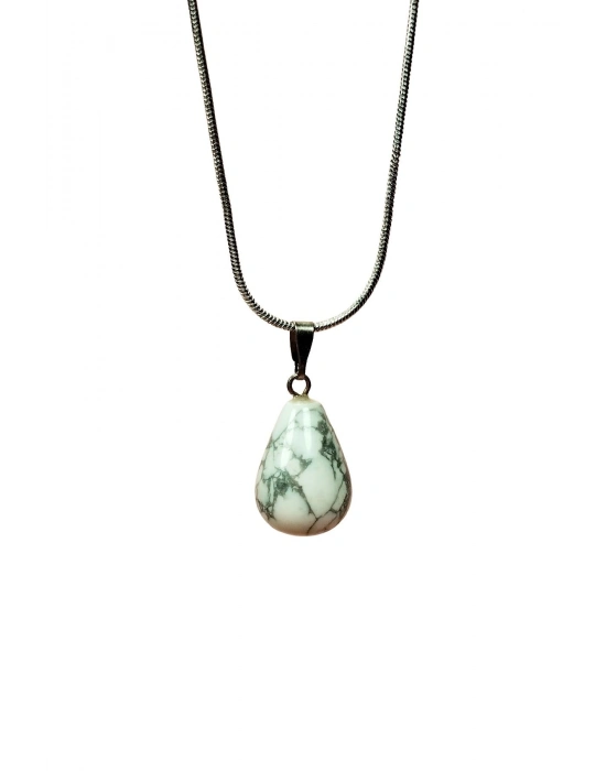 Havlit Doğal Taşı Zincirli El Yapımı Kolye Uç: 2 cm Zincir: 20 cm Kutulu